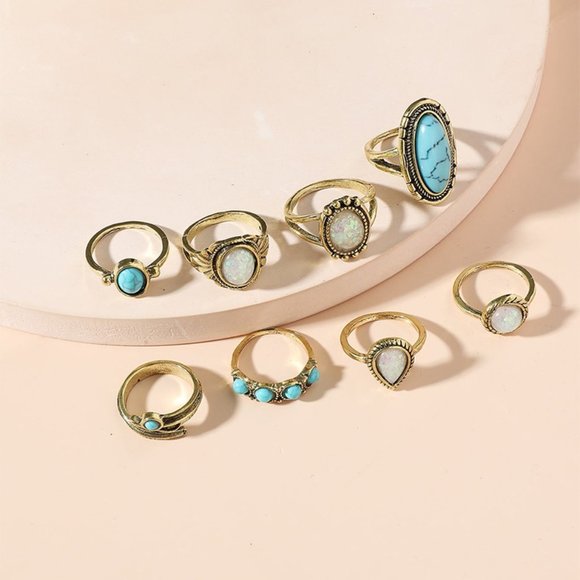 Vintage Turquoise Ring Set - Picture 2 of 3
